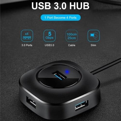USB 3.0 Hub Multi USB Splitter Adapter 4 Ports Speed Mini Multiple 3 Hab USB 3.0/ 2.0/TypeC 2.0 HUB Port USB Hub Expander For PC