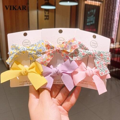 VIKAR 2Pcs/Set New Girls Cute Floral Bows Hairpins Women Sweet Bows Hair Ornament Hair Clips Barrette Headwear Hair Accessories