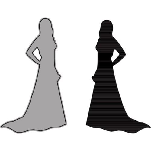 Cutting Dies Elegant Women In Long Dresses Long Hair For DIY Scrapbooking Embossing Album Paper Cards Dies 2021 New