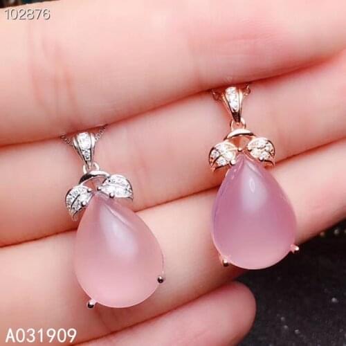 KJJEAXCMY boutique jewelry 925 sterling silver inlaid natural Rose Quartz female necklace pendant support detection popular