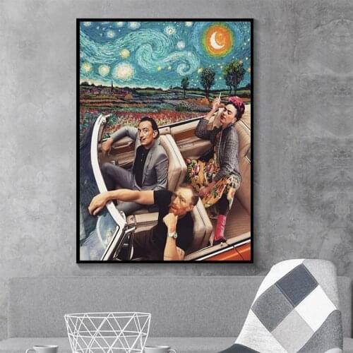 Funny Character Art Blue Starry Van Gogh Canvas Painting Posters and Prints Wall Art Pictures for Living Room Decor Cuadros