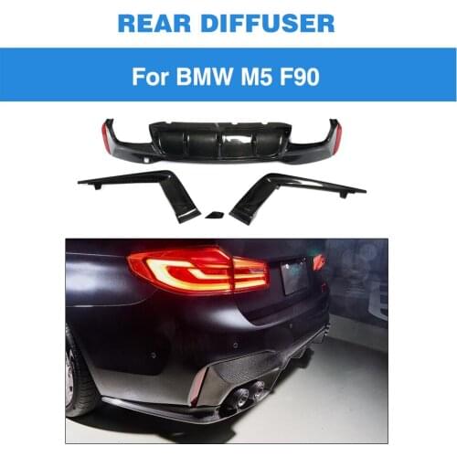 Rear Bumper Diffuser Lip Spoiler for BMW 5 Series F90 M5 2018 - 2020 Rear Diffuser Lip Spoiler Carbon Fiber 3PCS/SET