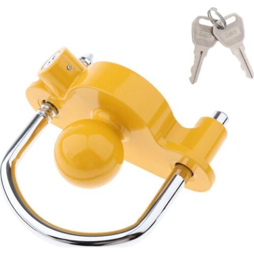 Trailer Hitch Coupler Lock Black with 2 Keys - Heavy Duty Design Steel Bar and Zinc Alloy Base -Adjustable and Easy to Lock