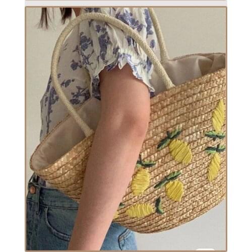 Womens shoulder bag for Summer straw woven holiday beach bag 2021 new simple alphabet embroidered handbag large capacity