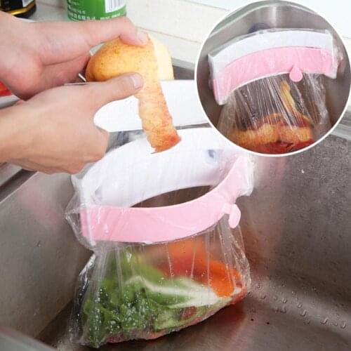 1 Pcs Kitchen Sink Waste Bag Stand Wall Sucker Bracket Garbage Bag Round Rack Foldable Hanging Trash Rubbish Bag Storage Holder