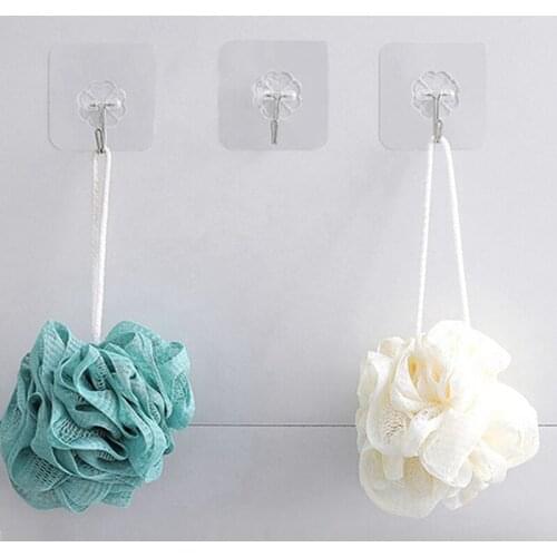 100Pcs Wall Hooks Self Adhesive Hook Waterproof Oilproof Reusable Seamless Hook Strong Hooks for Bathroom Kitchen Tool