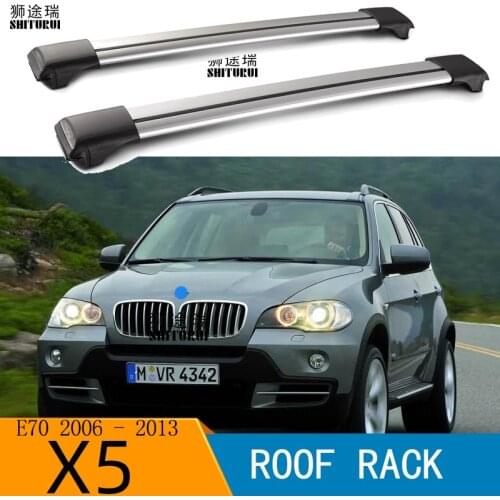 2Pcs Roof bars For BMW X5 E70 2006-2013 Aluminum Alloy Side Bars Cross Rails Roof Rack Luggage CUV SUV LED