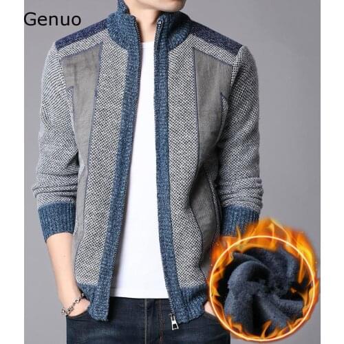 2020 Brand Clothing Men Thick New Fashion Business Casual Sweater Cardigan Male Slim Knitwear Outwear Warm Winter Knit Sweater