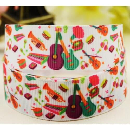 22mm 25mm 38mm 75mm Musical Instruments Cartoon printed Grosgrain Ribbon party decoration 10 Yards X-03324