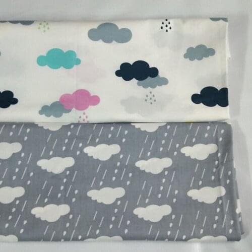 50x160cm Pretty Rainbow Color Cloud Polka Dot & Grey Cloud Printed Cotton Fabric For DIY Sewing Bedding Quilting Decoration