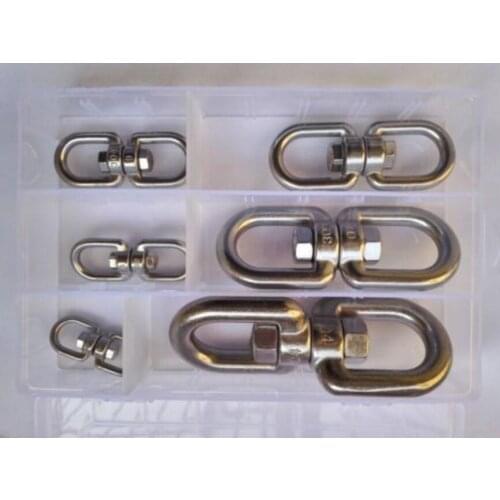 6pcs M4-M12 Stainless Steel Rotating Universal Ring 8-Model Chain Link Buckle Double D Ring