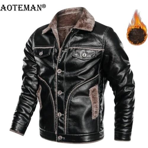 8XL Winter Men PU Leather Jackets Fleece Coat Velvet Warm Parkas Plus Size Men Clothing Military Motorcycle Retro Jackets LM060