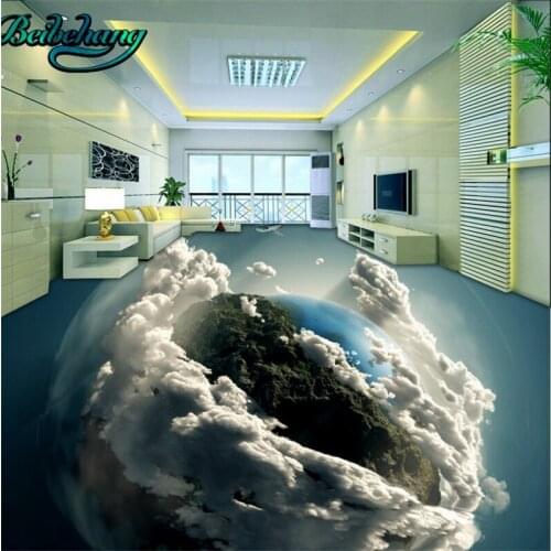 Beibehang Large Custom Wallpaper Mural 3D Earth Bathroom Living Room Floor Tile Three-dimensional Painting