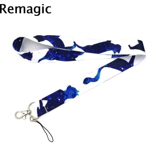 20pcs Starry sky cat students men kids Neck Strap Lanyard keychain Phone ID Badge Holder Key Chain Keyrings cosplay Accessories