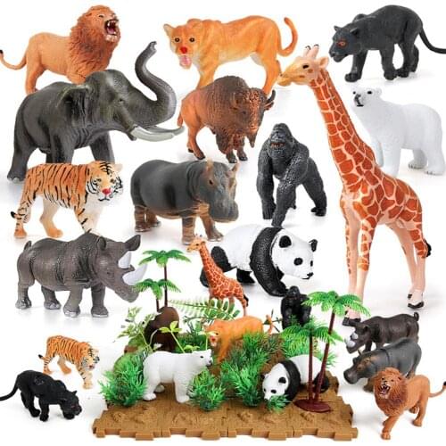 44 Pcs Jungle Animals Figures Mini Realistic Wild Zoo Plastic Animals Learning Educational Toy for Children Birthday Gift