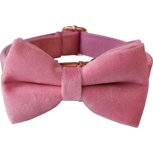 Flannelette 01r Pink Velvet Free Engraved Metal Buckle Retailing Stout Durable Soft Dog Collars Handmade Pure Cotton