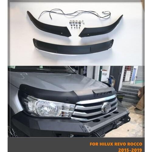 Good Quality ABS Bonnet Guard 3 Pieces Cover Trim For Toyota Hilux Revo Rocco 2015-2019