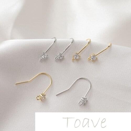 14K gold-coated, color-preserving, copper-plated real gold, ear hooks, zircon earrings, hand-made material accessories