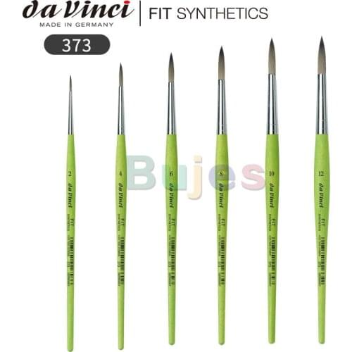 Da Vinci Student Series 373 Fit for School and Hobby Paint Brush, Round Elastic Synthetic with Green Matte Handle, Size 0,2,4,6
