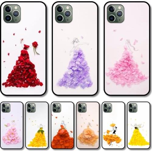 Beautiful girl flowers Phone Case cover For iphone 12 pro max 11 8 7 6 s XR PLUS X XS SE 2020 mini black cell shell