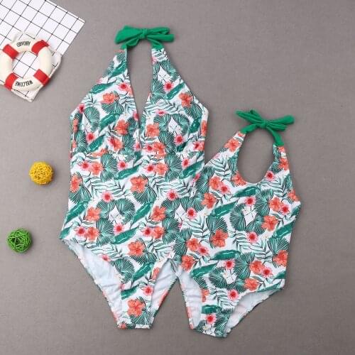 LB 2021 Family Matching Swimwear Flowers Swimsuits Mother Daughter Matching Swimwear Father-Son Swim Shorts Bathing Clothes