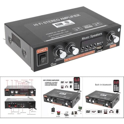Hot TTKK G30 Audio Amplifier Amplificador Digital Home Power Bluetooth Hifi Stereo Subwoofer Music Player with Remote