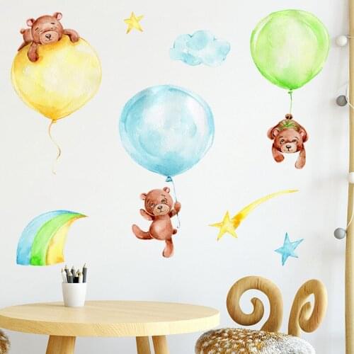 Cute Little Bear Wall Stickers for kids Baby Room Wall Decoration Self Adhesive Film For Nursery Decor Cartoon Kawaii Murals