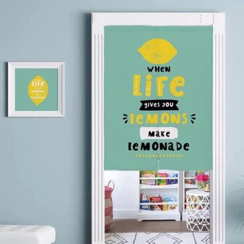 Cartoon Cotton Linen Geomantic Half Panel Curtain Home Decoration Blackout Curtain Kitchen Partition Curtain