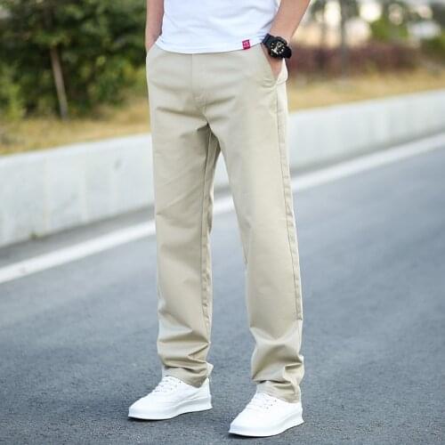 Cotton Casual Pants Men Informal Loose Gray Black Summer Straight Vintage Long Trousers Baggy Pants Man Clothes 2021