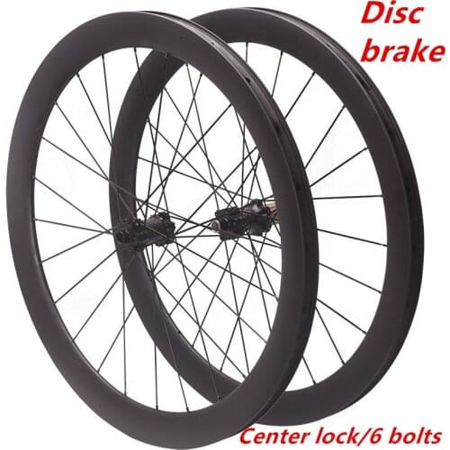 Set of 700c carbon wheelset central lock with 6 bolts for T800 bicycle 35/50/61/71mm disc brake wheels clincher tubeless