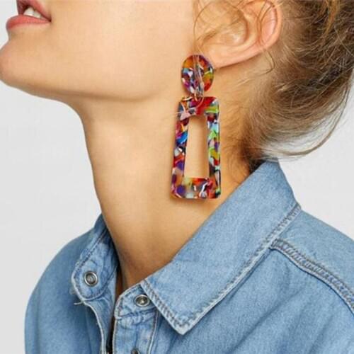 VAGZEB New Korean Big Acrylic Drop Earrings for Women 2020 Jewelry Fashion Resin Leopard Dangle Earrings Bohemian Preferred Gift