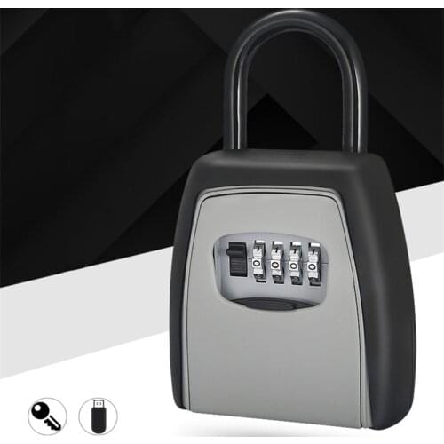 New Password Key Box Master Lock Grey Four-Digit Password Lock Outdoor Key Safe Box Keys Storage Box Padlock Use Organizer Boxes