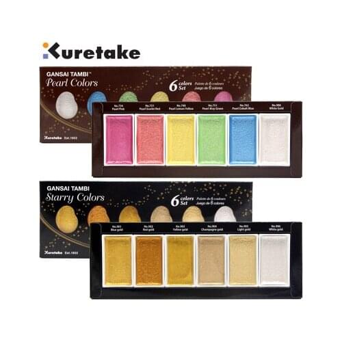 Kuretake 6 colors solid watercolor paints Starry Pearl Gem colors Art pigment