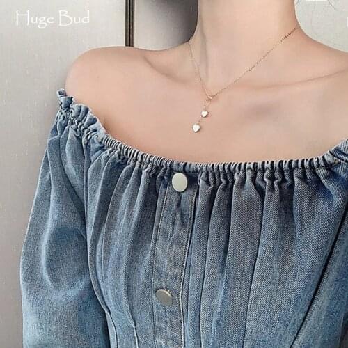 Huge Bud Double Heart Necklace Real Gold Plated Shell Pendant Collares Collier Designer Jewelry Luxury Necklace Women Choker