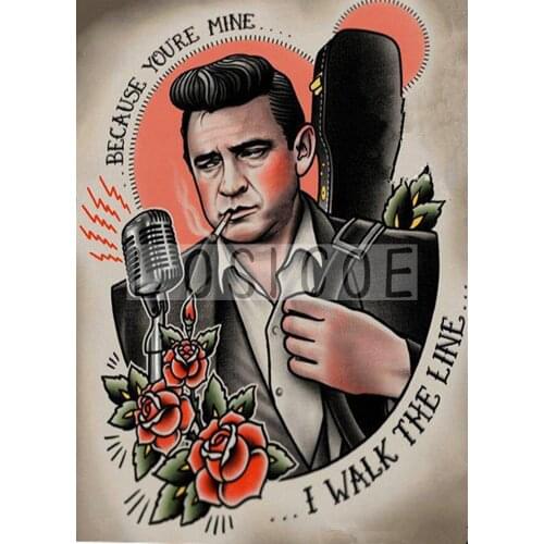 BECAUSE YOURE MINE ..I WALK THE LINE.. Tattoo Print Painting Vintage Kraft Paper Poster Wall Art Stickers Home Decoration