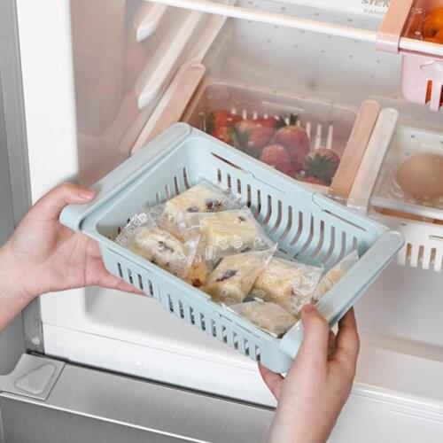 Adjustable Stretchable Refrigerator Organizer Drawer Basket Storage Rack Space-saving Plastic Pull-out Drawers Food Organizer