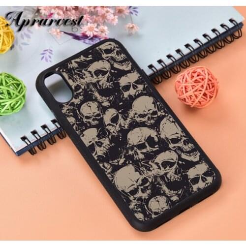 Aprarvest Skull Pattern Silicone Rubber Phone Case Cover For iPhone 6 6S 7 8 PLUS X XS XR 11 12 MINI PRO MAX