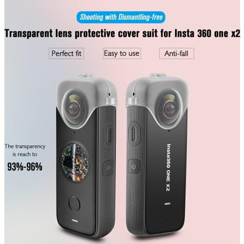 STARTRC For Insta360 one x2 silicone case 360 Video Camera clear lens protective cover shell dustproof cap hard Case Accessories