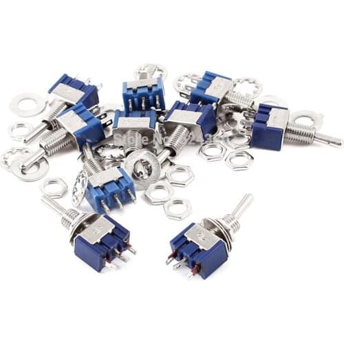 SPST 1P1T Toggle Switch ON/OFF/ON Three 3 Position Lock 3 Pin 6mm Threaded 6A 125V AC 1 Pack X ( 10 Pcs / Lots)