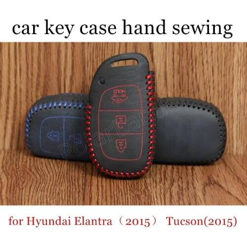 Only Red for Hyundai Elantra(2015) Tucson(2015) Soanta(2015) 9 generation hand sewing leather car key case cover new arrival