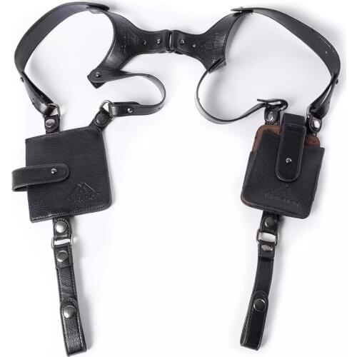 Outdoor Leather Strap Anti-theft Hidden Underarm Holster Style Shoulder Wallet Phone Cover Bag Black