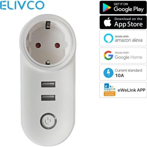 Smart Plug WiFi Socket Dual USB Power Outlet EU US UK Intelligent Timing Socket APP Remote Control Works With Alexa Google Home