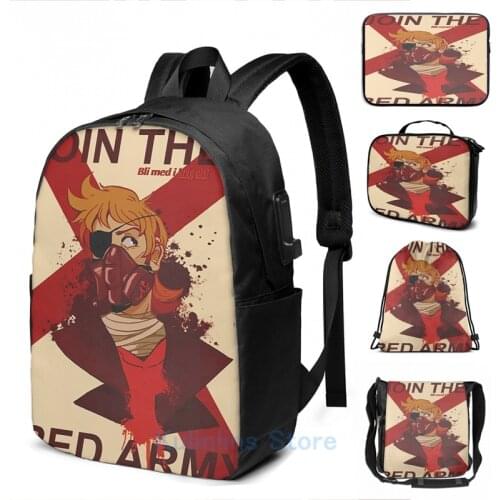 Funny Graphic print Tord Eddsworld War Poster USB Charge Backpack men School bags Women bag Travel laptop bag