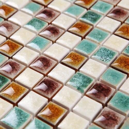 Green white kiln polished porcelain ceramic tiles mosaic HMCM1046 kitchen backsplashl tile bathroom floor ceramic wall tiles