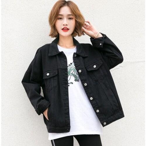NEW Black Denim Jacket Women Autumn Winter Jeans Jacket Coat Casual Harajuku Streetwear Korean Clothes 2020 chaqueta mujer