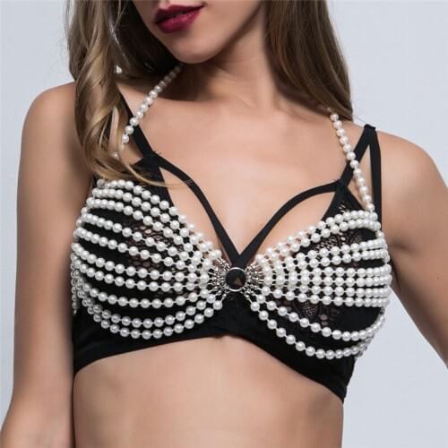 Sexy Festival luxury crop top Women white Pearl Beading Summer tops beach Night club Party Bling tank top 2020 cropped top femme