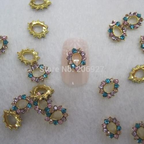 MD-664 10pcs Fancy Rhinestone Gold Deco Metal Charms Metal Deco Charms Nail Art
