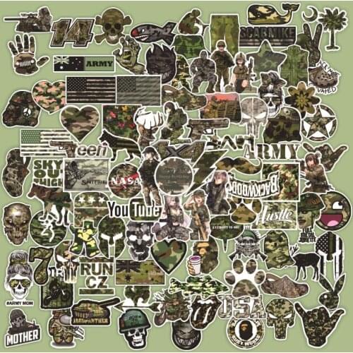 100pcs Green camouflage soldier hound pattern For Snowboard Laptop Luggage Fridge Car- Styling Vinyl Decal Stickers