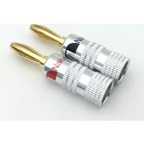 2pcs/lot Banana Connector Speaker banana plugs Copper gold plated Banana Jack match with 4mm binding post