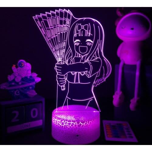 3D LED Lamp Anime Kaguya Sama Love Is War Night Light Chika Fujiwara Figure for Anime Room Decor Cool Kids Bedroom Table Lamp